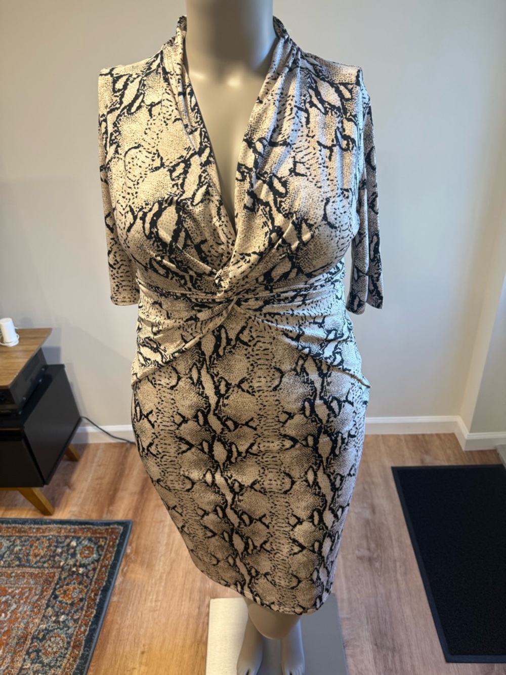 Melissa Paige Snake Print Twist-Front Sheath Dress XL